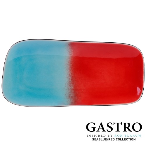 SERVEERBORD RECHTHOEKIG AFM. 26x12CM. SEABLUE-RED - GASTRO BY RON BLAAUW
