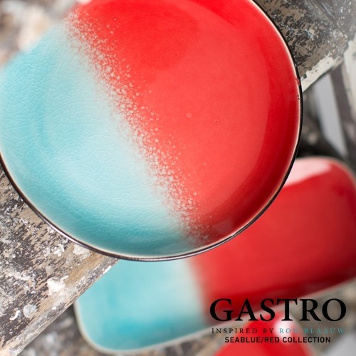 SERVEERBORD RECHTHOEKIG AFM. 26x12CM. SEABLUE-RED - GASTRO BY RON BLAAUW