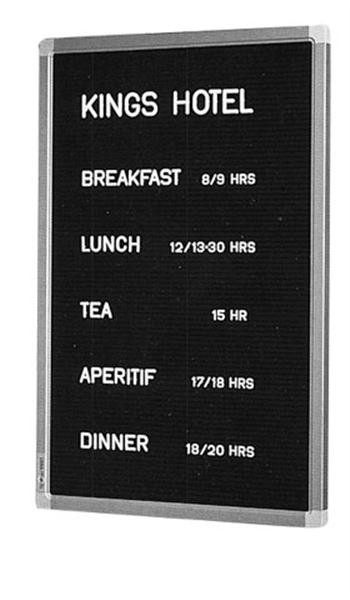 Tariefbord afm. 60x80cm. kleur zwart excl. cijfers/letters