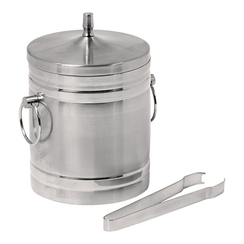 Ijsblokjesemmer dubbelwandig m/tang diam. 20cm. HG. 27cm. inh. 5ltr. rvs 18/8