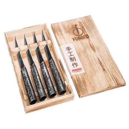 4-PIECE STEAK KNIVES BRUTE FORGED SET OF 4 PIECES LAGUIOLE STYLE DE VIE