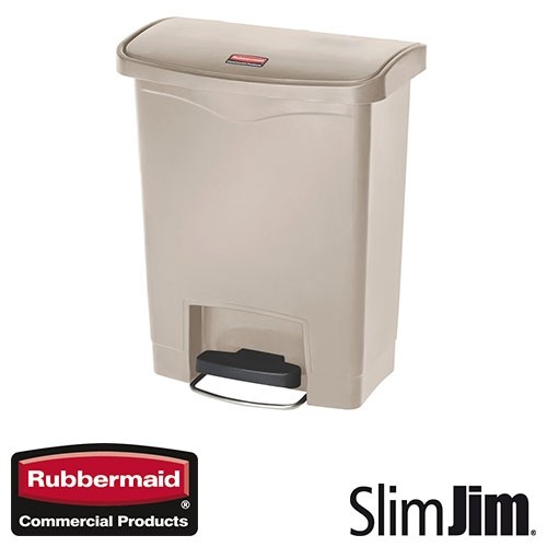 Afvalbak Beige 30l. front step 'Slim Jim Step-On' Rubbermaid