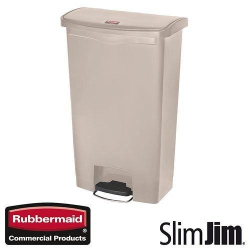 WASTE BIN BEIGE 68L. FRONT STEP 'SLIM JIM STEP-ON' RUBBERMAID