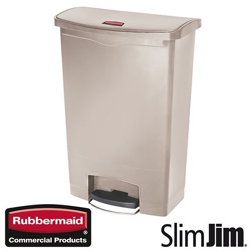 Afvalbak Beige 90l. front step 'Slim Jim Step-On' Rubbermaid