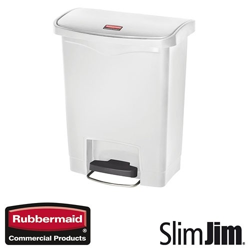 ABFALLBEHÄLTER WEISS 15L. FRONTSTUFEN 'SLIM JIM STEP-ON' RUBBERMAID