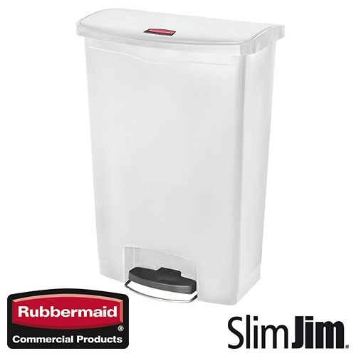 ABFALLBEHÄLTER WEISS 15L. FRONTSTUFEN 'SLIM JIM STEP-ON' RUBBERMAID