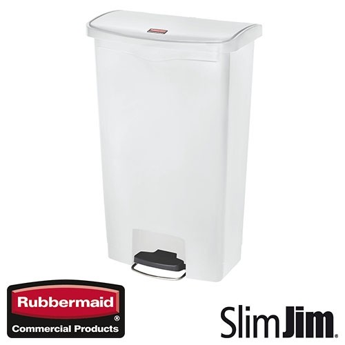 Afvalbak wit 30l. front step 'Slim Jim Step-On' Rubbermaid