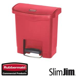 Afvalbak rood 15l. front step 'Slim Jim Step-On' Rubbermaid
