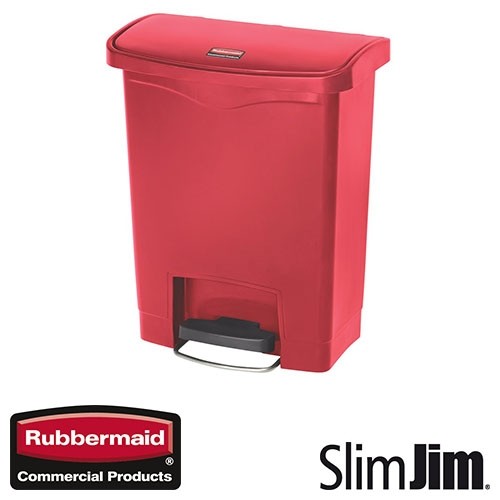ABFALLBEHÄLTER ROT 30L. FRONTSTUFEN 'SLIM JIM STEP-ON' RUBBERMAID