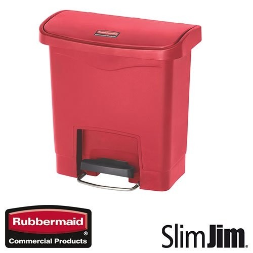 ABFALLBEHÄLTER ROT 68L. FRONTSTUFEN 'SLIM JIM STEP-ON' RUBBERMAID