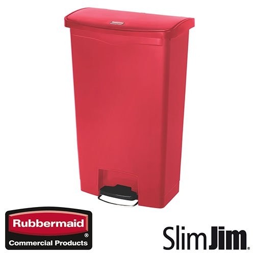 ABFALLBEHÄLTER ROT 68L. FRONTSTUFEN 'SLIM JIM STEP-ON' RUBBERMAID