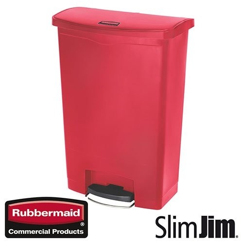 ABFALLBEHÄLTER ROT 68L. FRONTSTUFEN 'SLIM JIM STEP-ON' RUBBERMAID