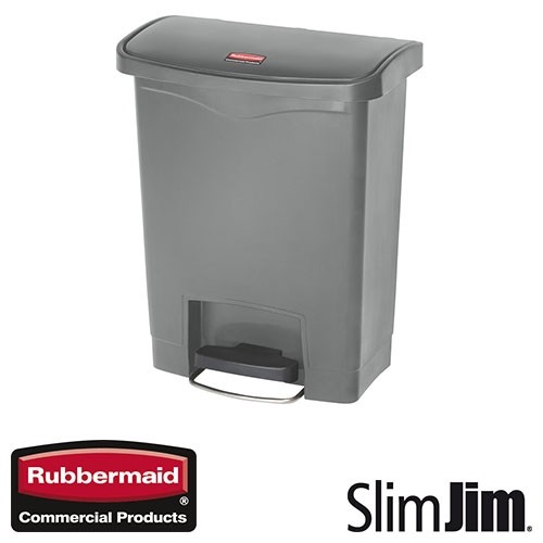 Afvalbak grijs 68l. front step 'Slim Jim Step-On' Rubbermaid