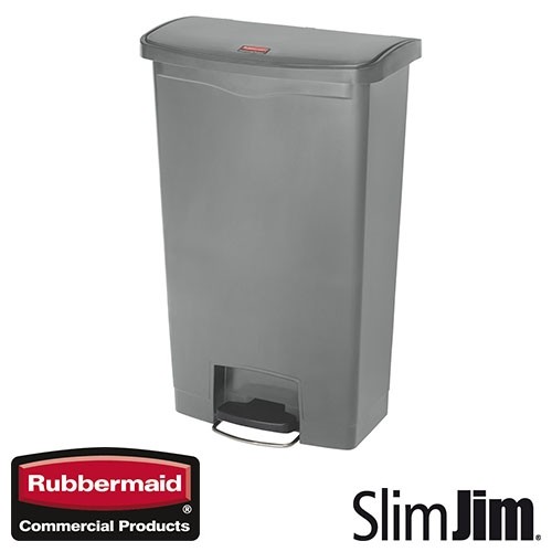 Afvalbak grijs 68l. front step 'Slim Jim Step-On' Rubbermaid