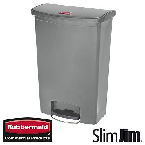 Afvalbak grijs 68l. front step 'Slim Jim Step-On' Rubbermaid