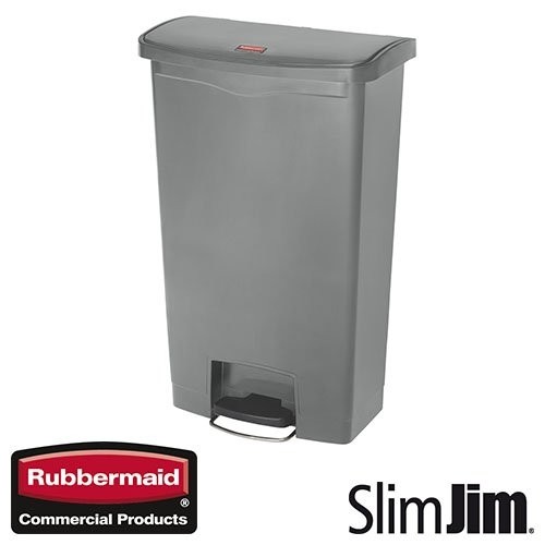 Afvalbak grijs 90l. front step 'Slim Jim Step-On' Rubbermaid