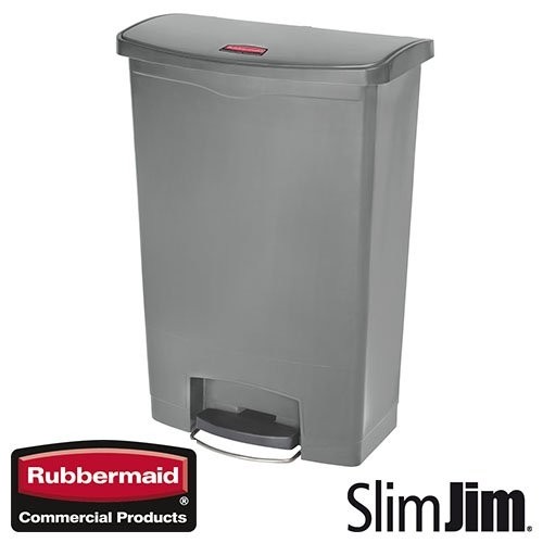 Afvalbak grijs 90l. front step 'Slim Jim Step-On' Rubbermaid