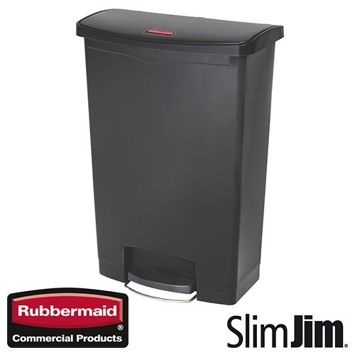 POUBELLE NOIRE 90L. MARCHE AVANT 'SLIM JIM STEP-ON' RUBBERMAID