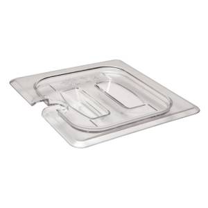 GASTRONORM-HÜLLE AUS POLYCARBONAT MIT LÖFFELSCHNITT GN 1/6 MIT GRIFF FARBE TRANSPARENT