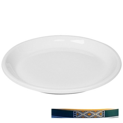 Bord halfhoog diam. 23cm. vlakke bodem kleur ivoor decor Egypto Green Nova