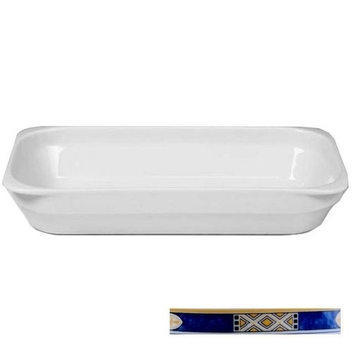 GASTRONORM DISH 1/3GN WITH FLAT BOTTOM HEIGHT 5.5CM. COLOR WHITE W/DECOR EGYPTO BLUE NOVA