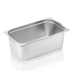 GASTRONORMBEHÄLTER 1/1GN 200MM. TIEF MIT WIDERSTANDSFÄHIGEN GRIFFEN AUS EDELSTAHL