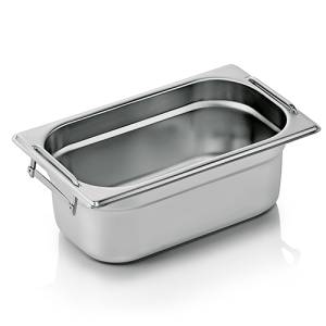 Gastronormbak 1/4gn 100mm. diep m/verzinkbare grepen rvs