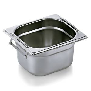 GASTRONORM CONTAINER 1/6GN 100MM. DEEP W/SUNKINABLE HANDLES STAINLESS STEEL