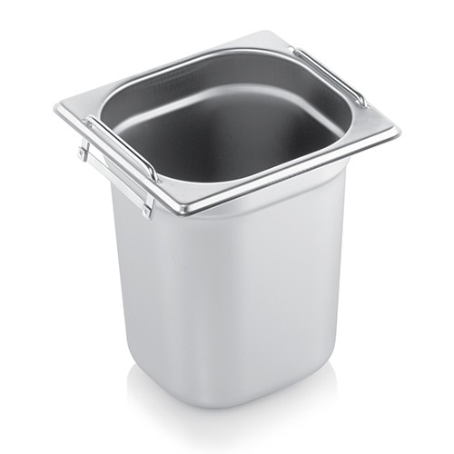 Gastronormbak 1/6gn 200mm. diep m/verzinkbare grepen rvs