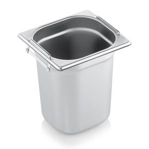Gastronormbak 1/6gn 200mm. diep m/verzinkbare grepen rvs