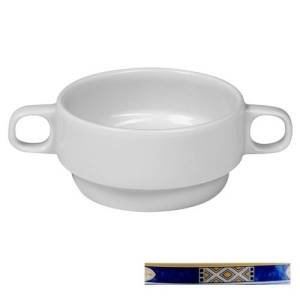Soepkop europa 2/oren inh. 26cl. vlakke bodem kleur wit m/decor Egypto Blue Nova