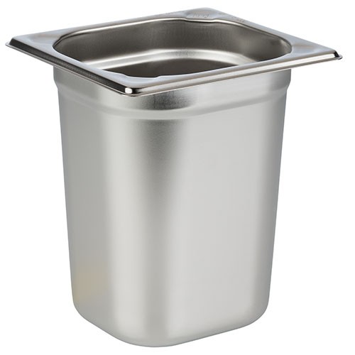 Gastronormbak gn 1/6 20cm. diep zonder grepen rvs 18/10