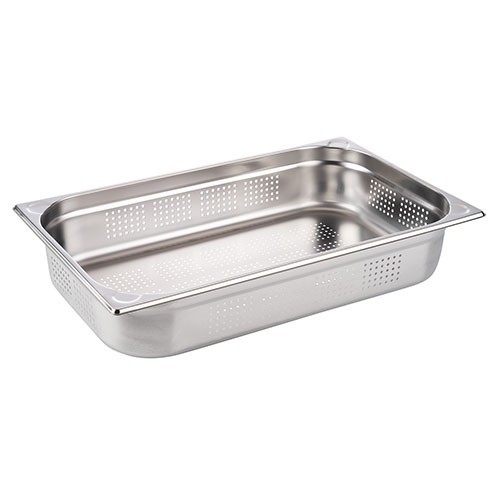 Gastronormbak 1/1-100mm. diep  geperforeerd z/grepen rvs 18/10 Pro-Cooking