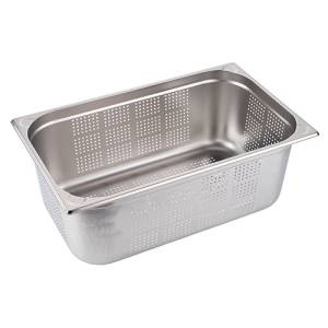 GASTRONORM CONTAINER 1/1-200MM. DEEP PERFORATED Z/HANDLES STAINLESS STEEL 18/10