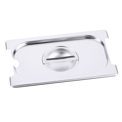 Gastronormdeksel 1/4gn m/greep- en lepeluitsparing rvs 18/10