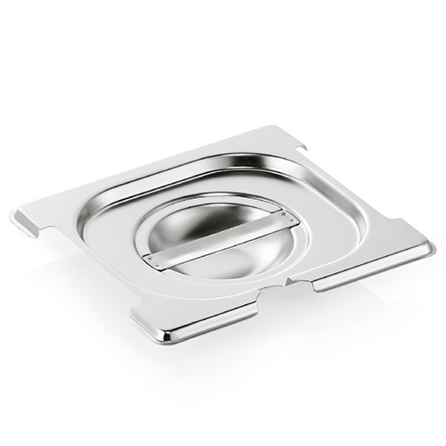 Gastronormdeksel 1/6gn m/greep- en lepeluitsparing rvs 18/10