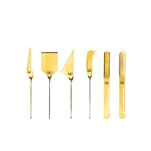 CHEESE KNIVES SET 6 PIECES WITH TURN MATTE GOLD LAGUIOLE STYLE DE VIE