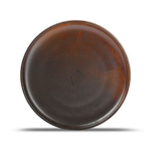 ASSIETTE PLATE DIAM. 26CM. HGT. 2CM. ESCURA F2D MARRON FONCE