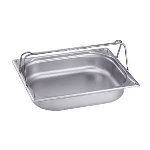 GASTRONORM CONTAINER GN 1/2 6.5CM. DEEP W/BULL HANDLES STAINLESS STEEL 18/10