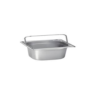 RÉCIPIENT GASTRONORM GN 1/6 6,5CM. POIGNÉES PROFONDES À BOUCLE EN ACIER INOXYDABLE 18/10