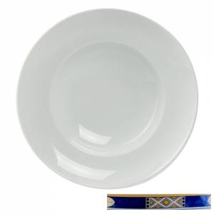 Pastateller DEEP DIAM. 30CM. OZEANWEISS MIT DEKOR ÄGYPTOBLAU