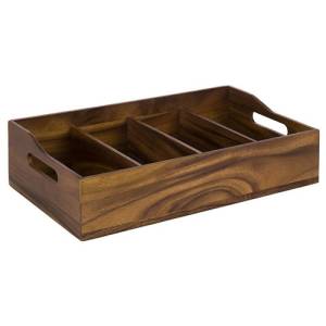 BESTECKFACH MIT 4 FÄCHERN GRÖSSE. 51X28CM. HG . 13CM. AKAZIENHOLZ