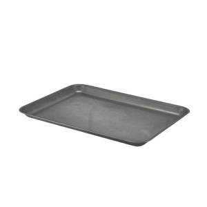 SERVING PLATE 37X26.5X2CM. VINTAGE STAINLESS STEEL