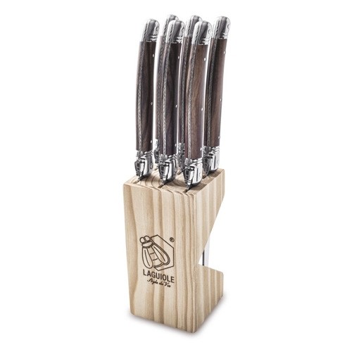 STEAK KNIVES SET 6 PIECES PREMIUM LINE DARK WOOD STYLE DE VIE