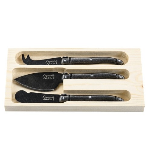 KÄSEMESSER 3-TEILIG PREMIUM LINE SCHWARZ STONEWASH STYLE DE VIE