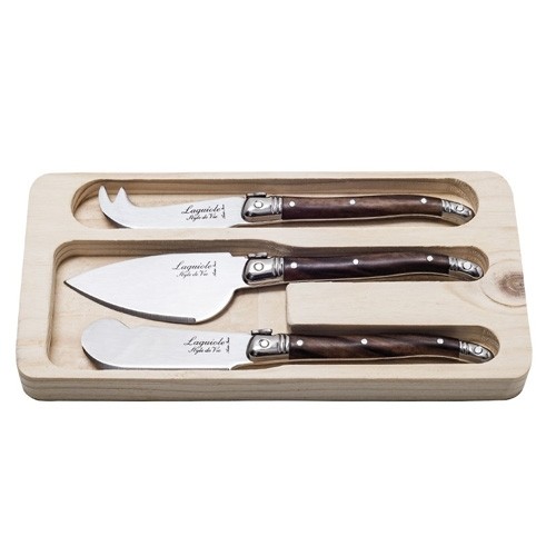 KÄSEMESSER 3-TEILIG PREMIUM LINE DUNKELHOLZ STYLE DE VIE