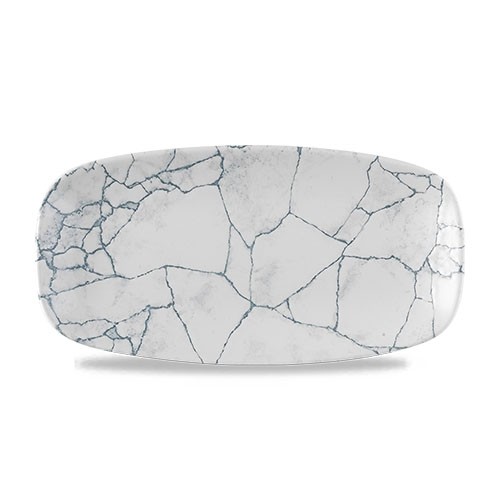 Chefs oblong bord afm. 29.8x15.3cm. Churchill prints kintsugi Pearl Grey