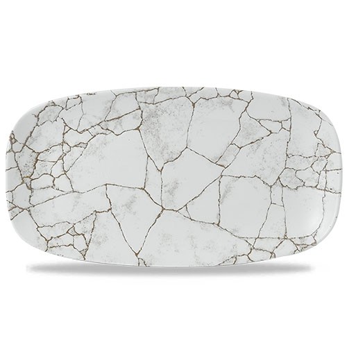 ASSIETTE CHEFS OBLONG DIM. 35.5x18.9CM. CHURCHILL PRINTS KINTSUGI GRIS AGATE