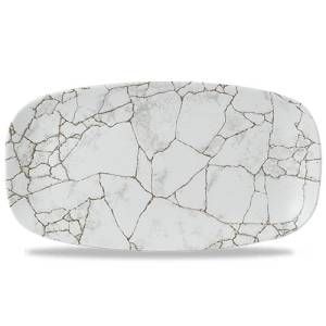 ASSIETTE CHEFS OBLONG DIM. 35.5x18.9CM. CHURCHILL PRINTS KINTSUGI GRIS AGATE