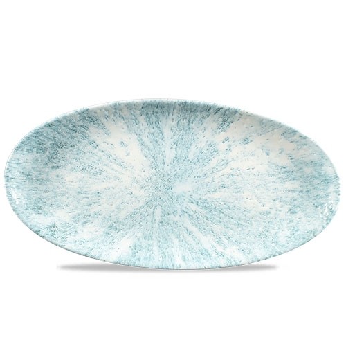 OVALES KOCHBRETTGRÖSSE. 34,7 x 17,3 cm. CHURCHILL STEIN AQUAMARIN